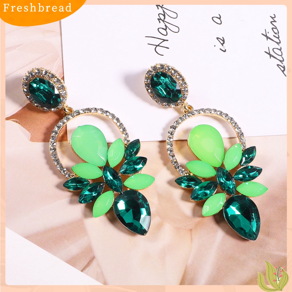 &lt; Freshbread &gt; 1pasang Tindik Bersinar Indah Anting Pejantan Bentuk Tetesan Air Berlian Imitasi Daun Wanita Anting Perhiasan Pernikahan