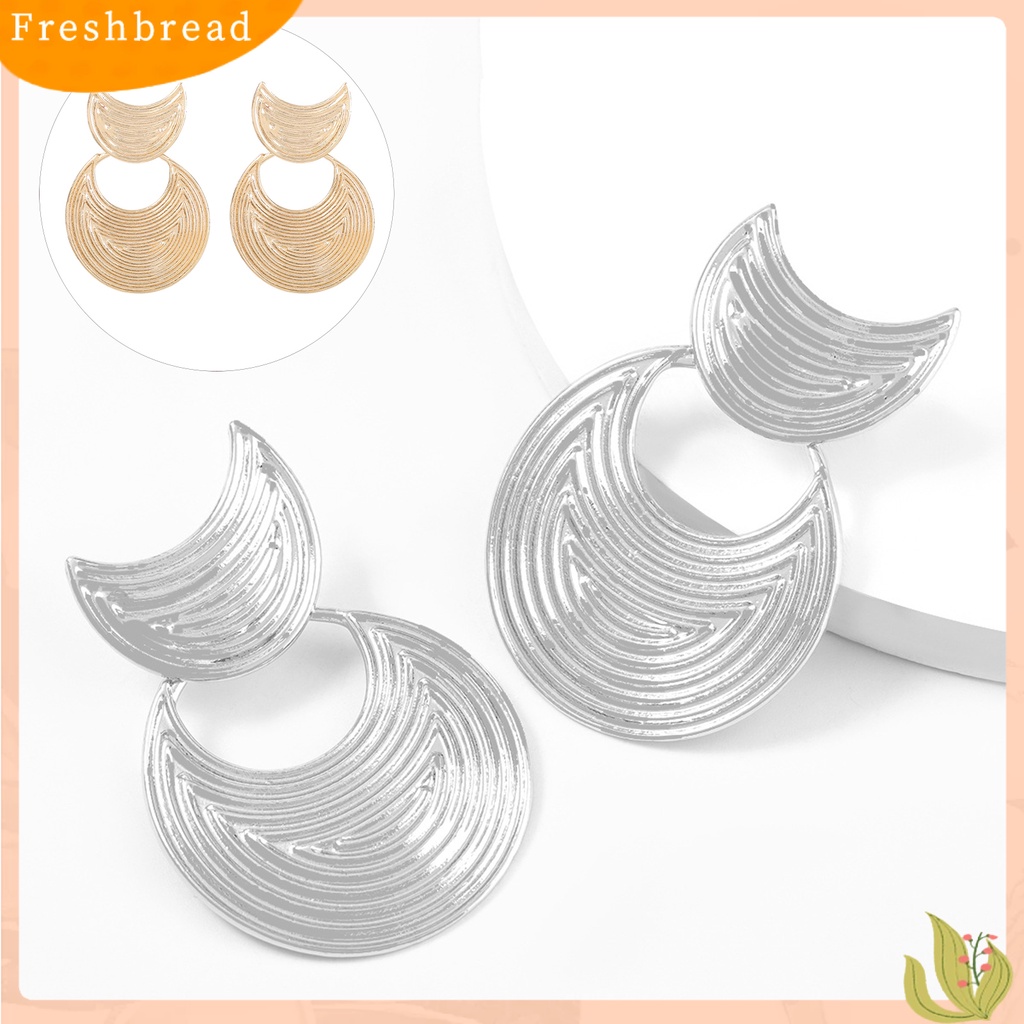 &lt; Freshbread &gt; Anting Bentuk Bulan Tahan Jatuh Berlebihan Fashion Anting Busur Geometris Sederhana Untuk Pesta