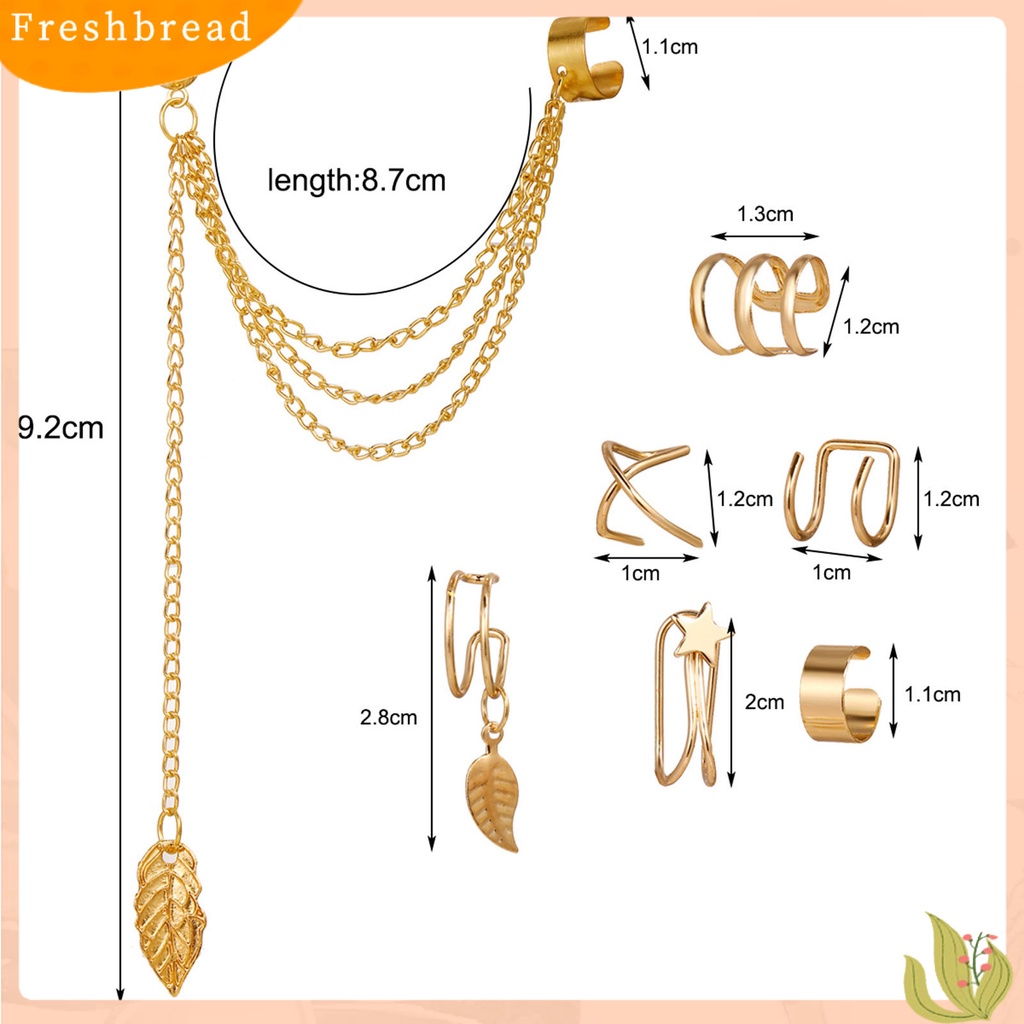 &lt; Freshbread &gt; 5Pcs/Set Atau 7Pcs/Set Anting Desain Bungkus Fashion Bahan Metal Klip Tanpa Tindik Manset Telinga Untuk Wanita