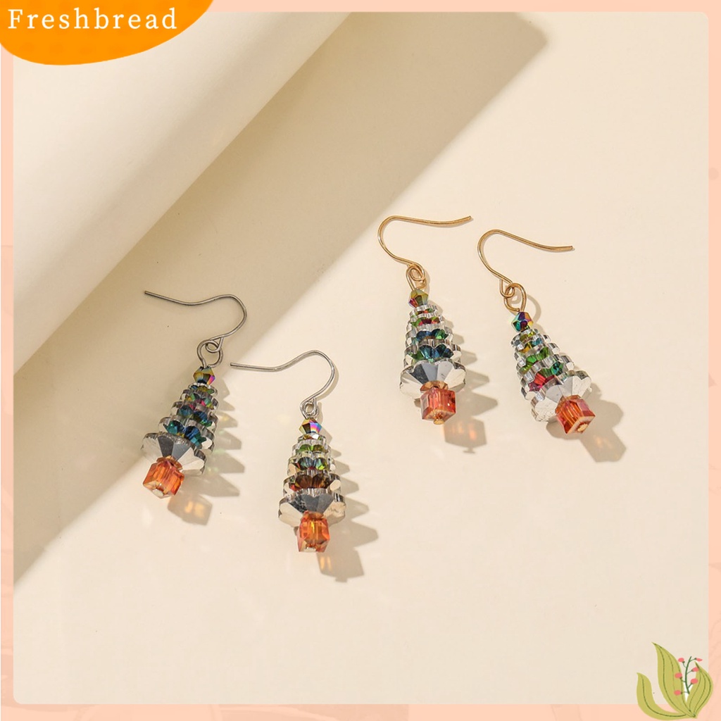 &lt; Freshbread &gt; Anting Menjuntai Nordic Pengerjaan Halus Bergaya Pohon Natal Kait Anting Kalung Untuk Gadis