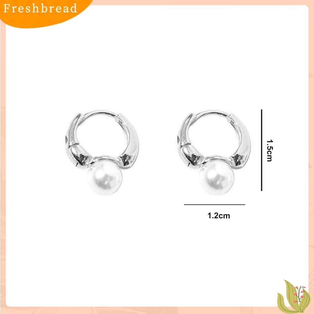 &lt; Freshbread &gt; 1pasang Drop Earrings Temperamen Retro Mutiara Imitasi Electroplating Piercing Dekorasi Perhiasan Ear Clasp Hoop Earrings Aksesoris Pakaian