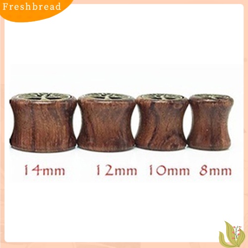 &lt; Freshbread &gt; 1pc8 /10 /12 /14mm Terowongan Daging Pohon Kehidupan Kayu Double Flared Gauge Ear Plug