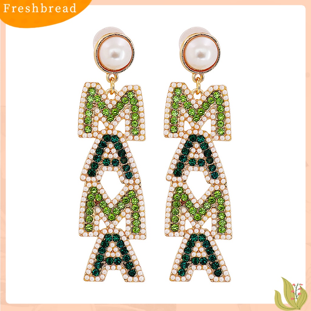 &lt; Freshbread &gt; 1pasang Anting Menjuntai Huruf Berlian Imitasi Berlebihan Anting Drop Panjang Elegan Untuk Pernikahan