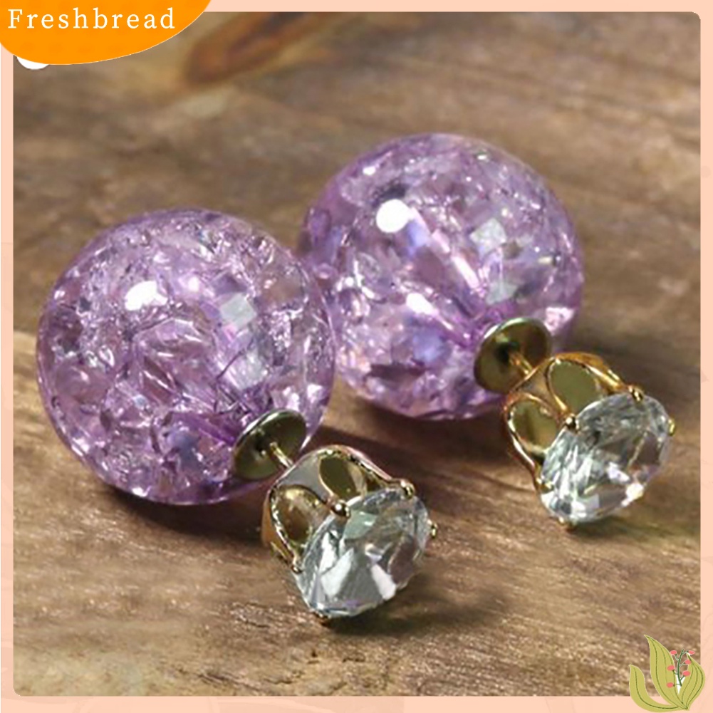 &lt; Freshbread &gt; Wanita Fashion Manik-Manik Mutiara Imitasi Berlian Imitasi Bentuk Bola Ear Studs Earrings Jewelry