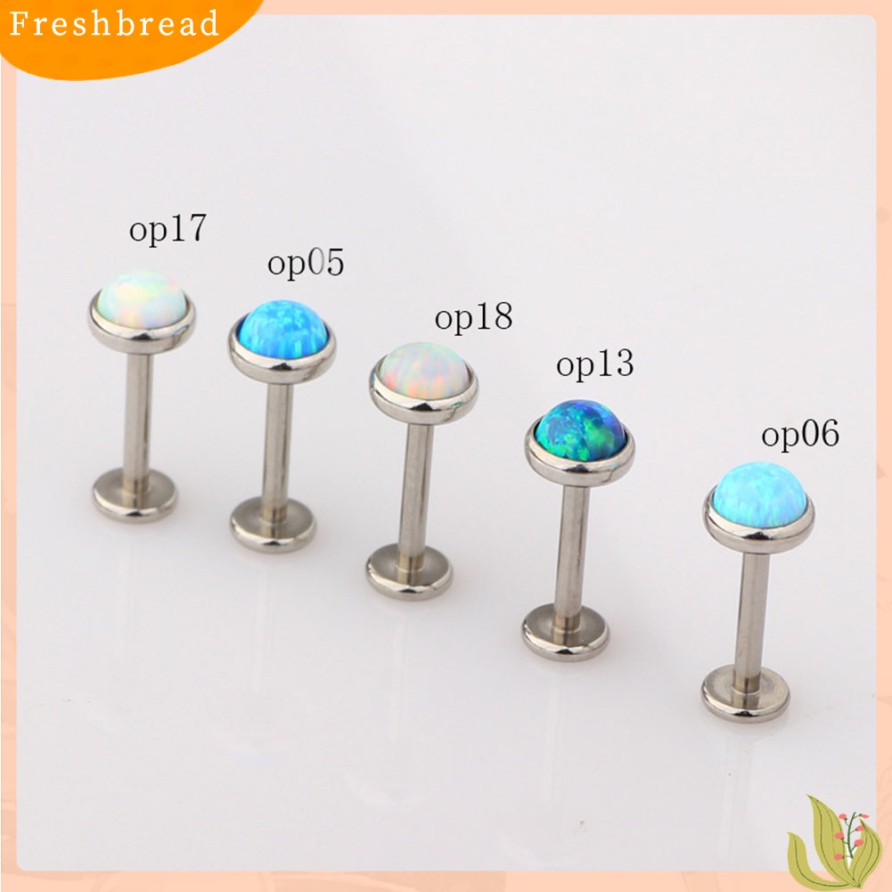 &lt; Freshbread &gt; 1Pc Pria Wanita Imitasi Opal Labret Bibir Cincin Telinga Stud Anting Perhiasan Tindik Tubuh