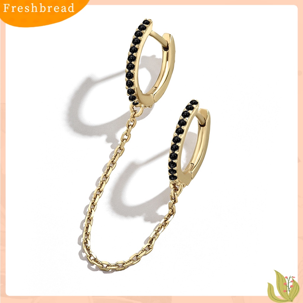 < Freshbread > 1Pc Rantai Telinga Hias Nice-looking Bersinar Cincin Ganda Berlian Imitasi Rantai Anting Perhiasan Aksesori