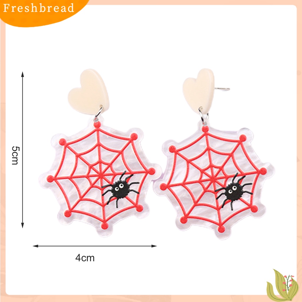 &lt; Freshbread &gt; 1pasang Anting Wanita Lucu Hantu Labu Spider Aksesori Indah Telinga Dekorasi Pesta Dress-Up Fashion Perhiasan Stud Earrings Acrylic Menjuntai Earrings