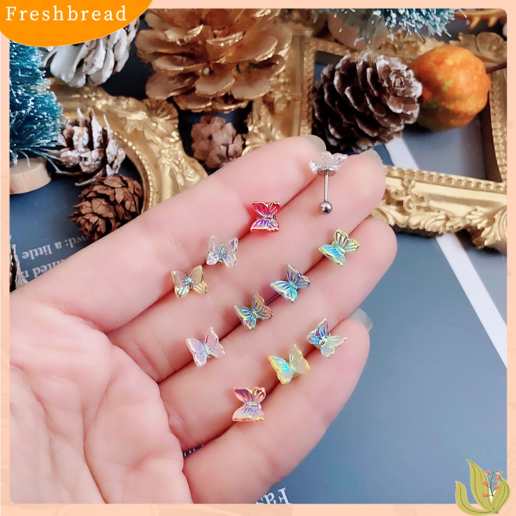 &lt; Freshbread &gt; 3Pcs Ear Studs Eye-catching Menawan Resin Wanita Stud Cincin Telinga Piercing Perhiasan Dekor Untuk Gadis