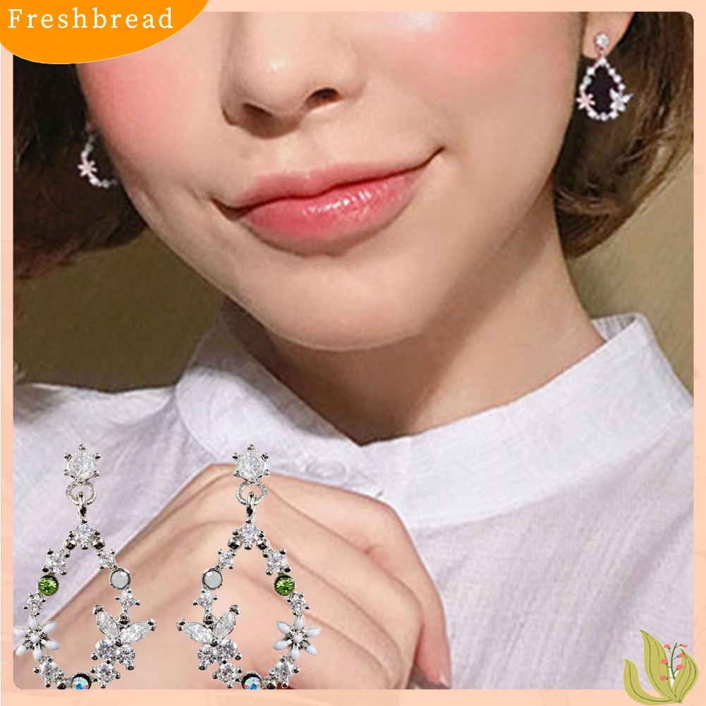 &lt; Freshbread &gt; Wanita Bunga Lingkaran Hati Tetesan Air Mutiara Imitasi Hias Berlian Imitasi Stud Earrings