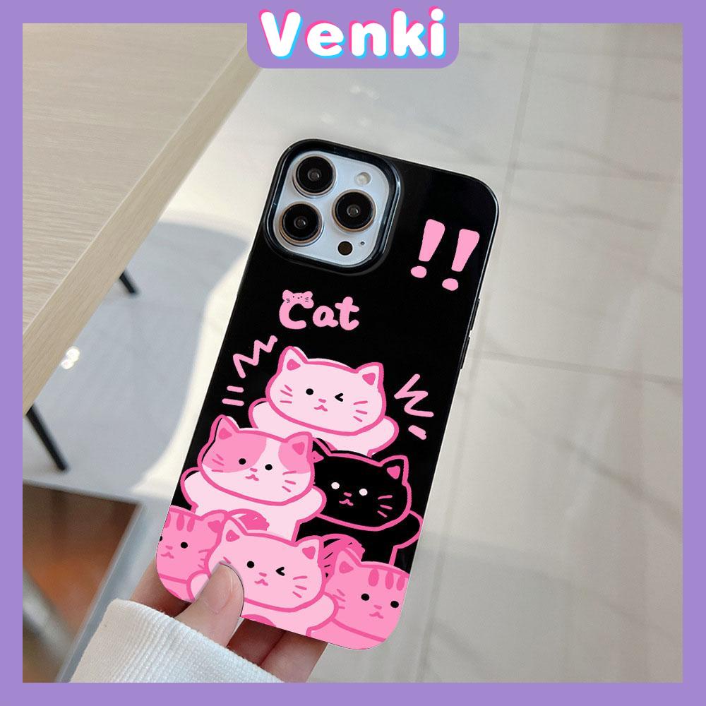 iPhone Case Soft TPU Glossy Black Candy Case Cute Cartoon Pink Cat Camera Protection Shockproof For iPhone 14 13 12 11 Pro Max 7 8 Plus X XR