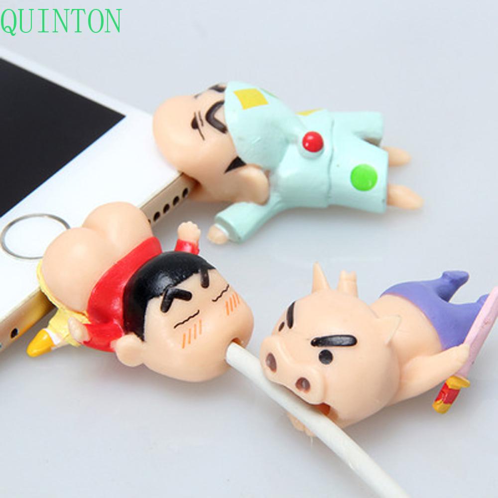 QUINTON Phone Accessory Cable Bite Protector Type C Cable Cable Winder Crayon Shin-chan Earphone Cord Bite Anime Cord Protector Cable Protector Cartoon for iPhone Usb Cable Organizer