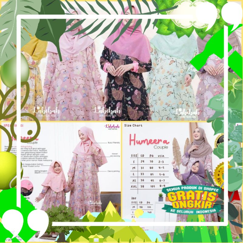 Baju Gamis Syari Couple Ibu dan Anak Perempuan Wanita Dewasa Muslim Terbaru Kapel Kapelan Keluarga/ 