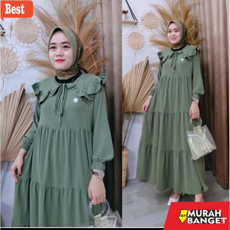 GAMIS SIZE BESAR TERBARU- [FASHION MUSLIM] GAMIS LIVY NAURA/CRINGKEL AIRFLOW PREMIUM/GAMIS PUTIH/KER