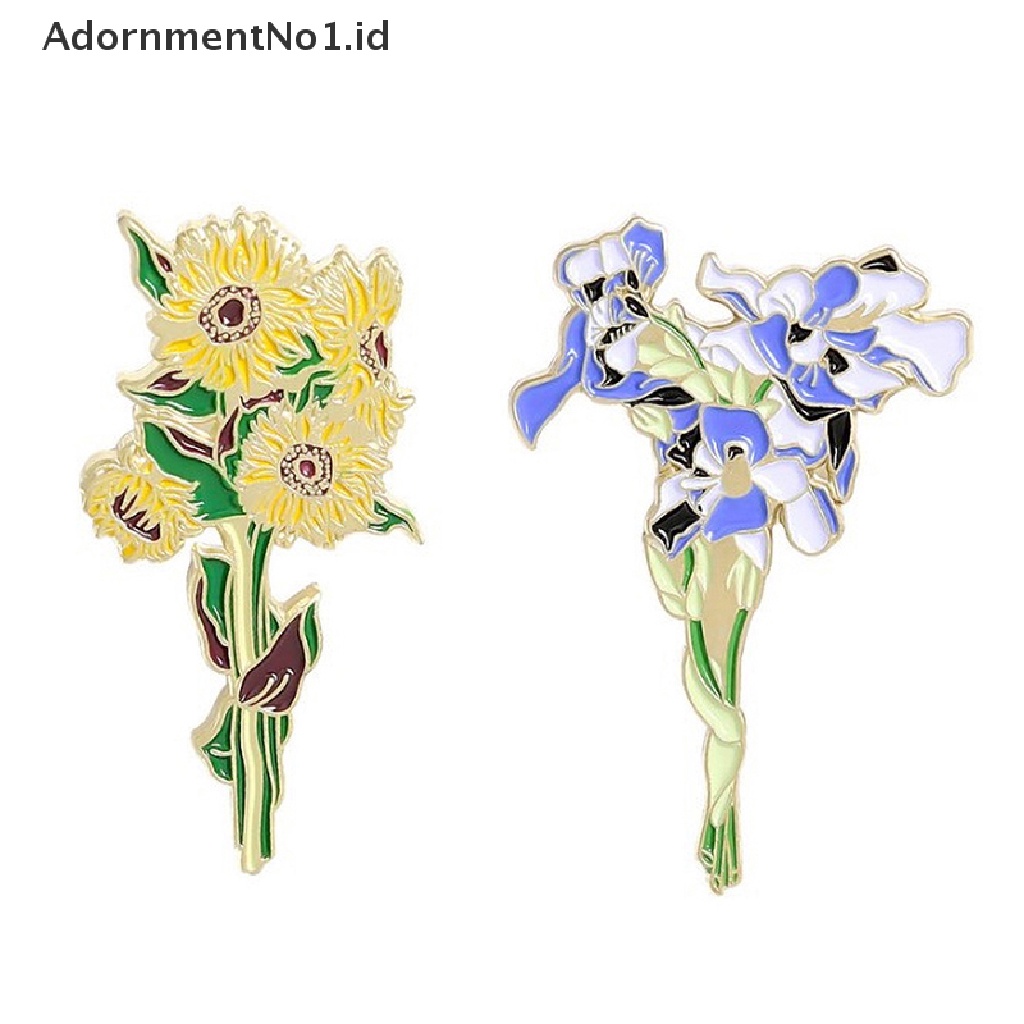 [AdornmentNo1] Lapel Pin Lencana Van Gogh Bunga Matahari Iris Bros Bunga Topi Pin Logam Untuk Pakaian Enamel Pin Lencana Untuk Ransel Hadiah Untuk Wanita [ID]