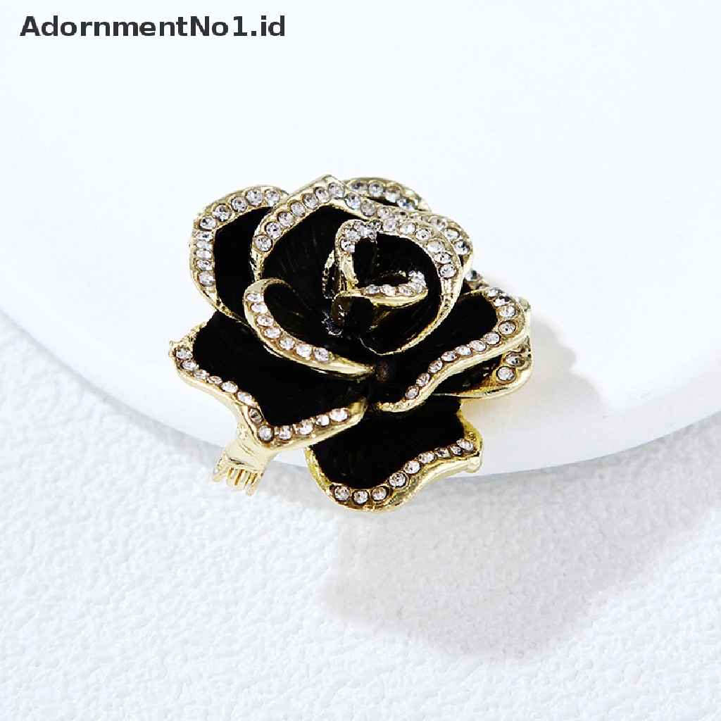 [AdornmentNo1] Fashion Berlian Imitasi Camellia Bunga Enamel Bros Perempuan Lapel Perhiasan Pesta Mantel Pin Hadiah [ID]