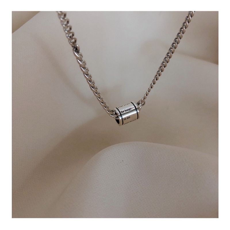 Goldkingdom Fashion Perhiasan Aksesoris Ready Stock Perak Disepuh Silinder Marcasite Retro Pasangan Kalung Perempuan Niche Desain Rasa Temperamen Mewah.