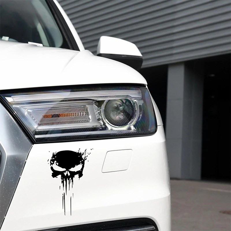 1pc Horror Punisher Tengkorak Stiker Darah Mengerikan Merayap Reflektif Stiker Tahan Air Universal Mobil Motor Dekorasi Motor Mobil Styling Aksesoris