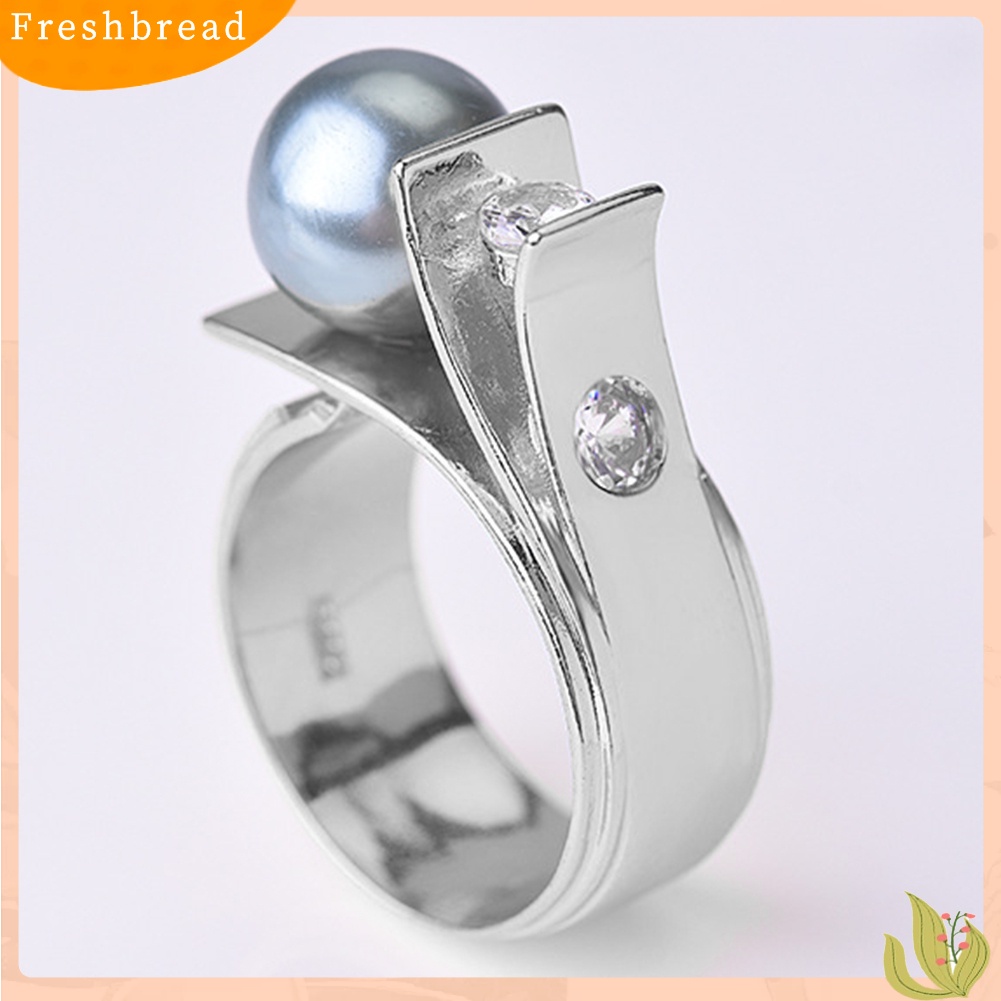 {In Stock} Fashion Wanita Mutiara Imitasi Berlian Imitasi Bertatahkan Jari Cincin Hadiah Perhiasan Pernikahan