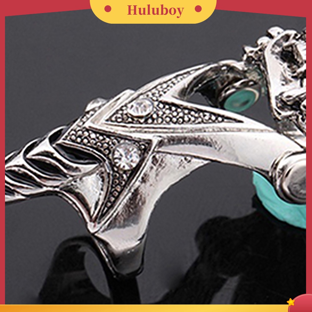 {Ready Stock} Fashion Pria Gothic Punk 2steps Skull Joint Knight Finger Cincin Baja Titanium