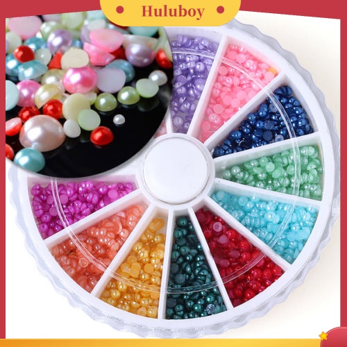 {In Stock} 500 Pcs Multi-Warna 3D Datar Kembali Setengah Bulat Mutiara Imitasi DIY Dekorasi Nail Art