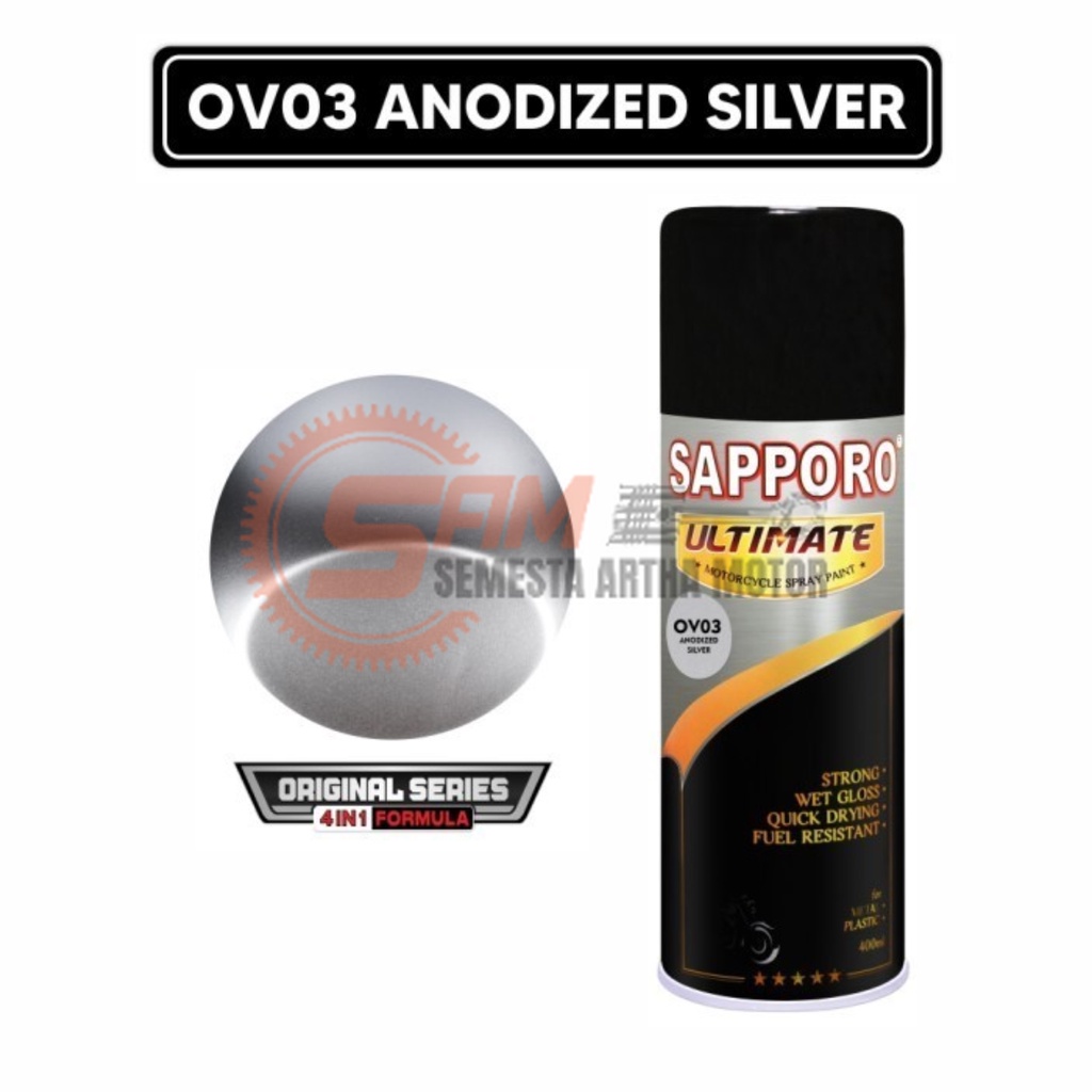 

Pilox Sapporo Ultimate OV03 Anodized Silver Series 4in1 Cat Semprot 400ml Pilok Aerosol Spray