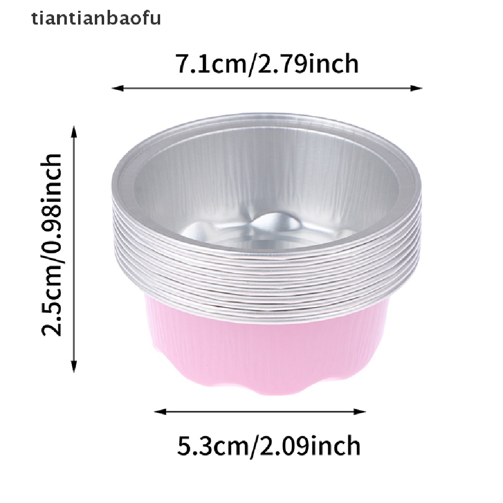 [tiantianbaofu] 10pcs 50ML Valene Aluminium Foil Loyang Kue Bentuk Bulat Cupcake Cup Dengan Tutup Butik