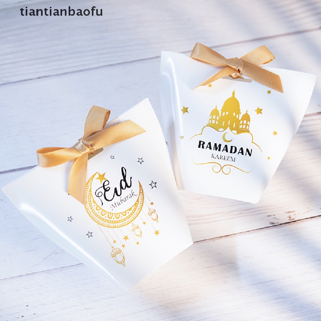 [tiantianbaofu] 5pcs Happy Eid Mubarak Candy Box Kotak Kemasan Kado Perlengkapan Pesta Muslim Butik