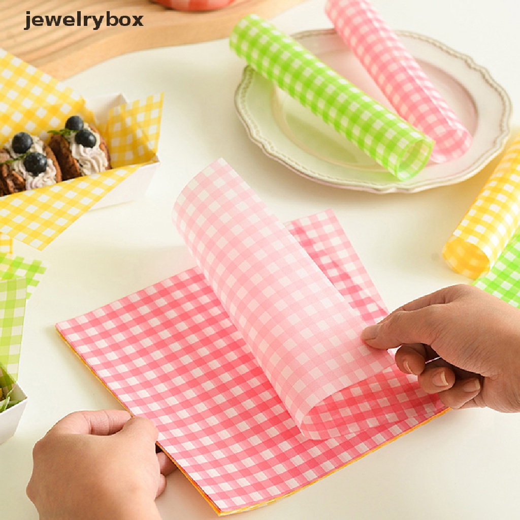 [jewelrybox] 100pcs Wax Paper Sandwich Wrapping Paper Greaseproof Kertas Penggorengan Udara Butik