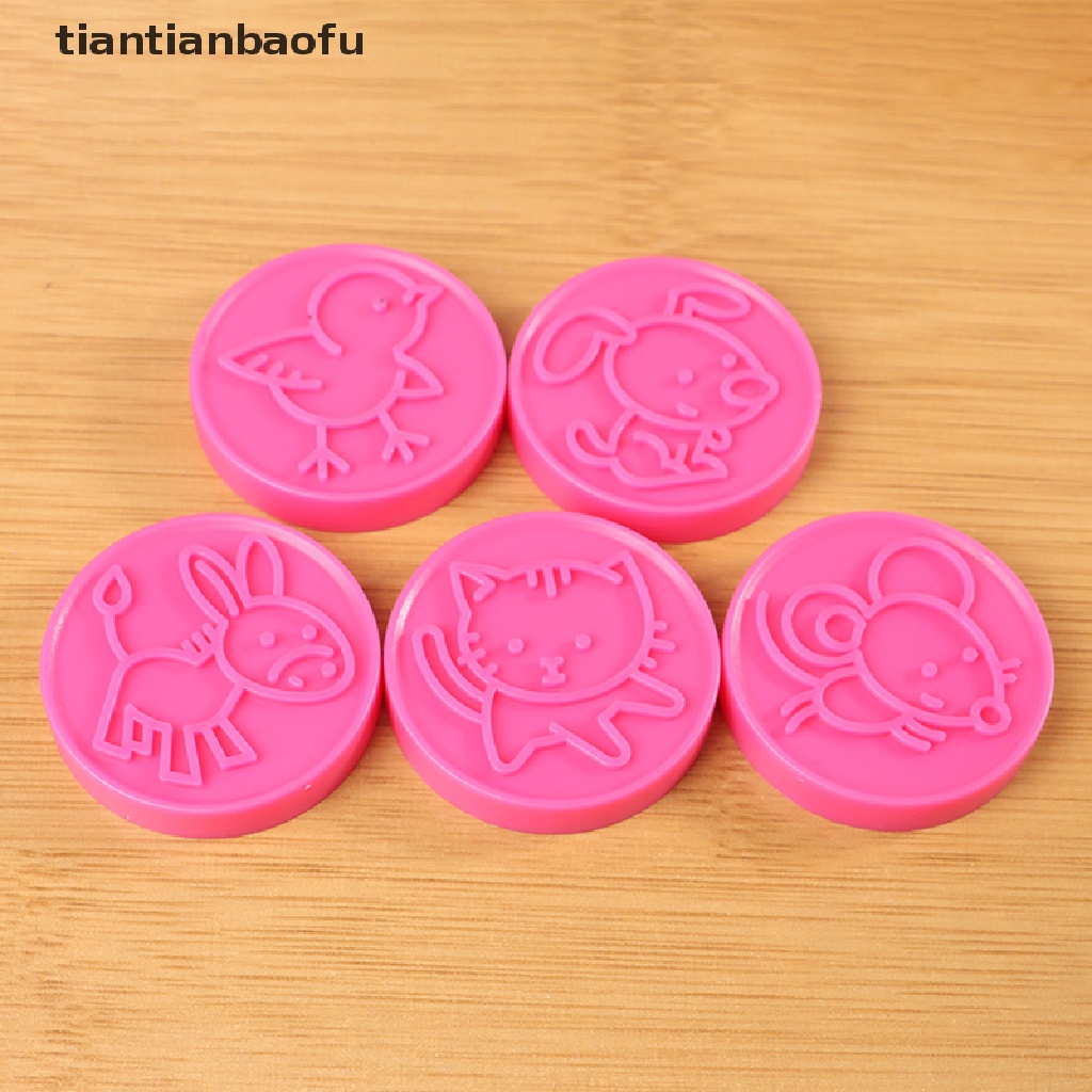 [tiantianbaofu] 6pcs/set Kartun Cookies Stamps Cetakan Plunger Coklat Fondant Kue Embosser Butik