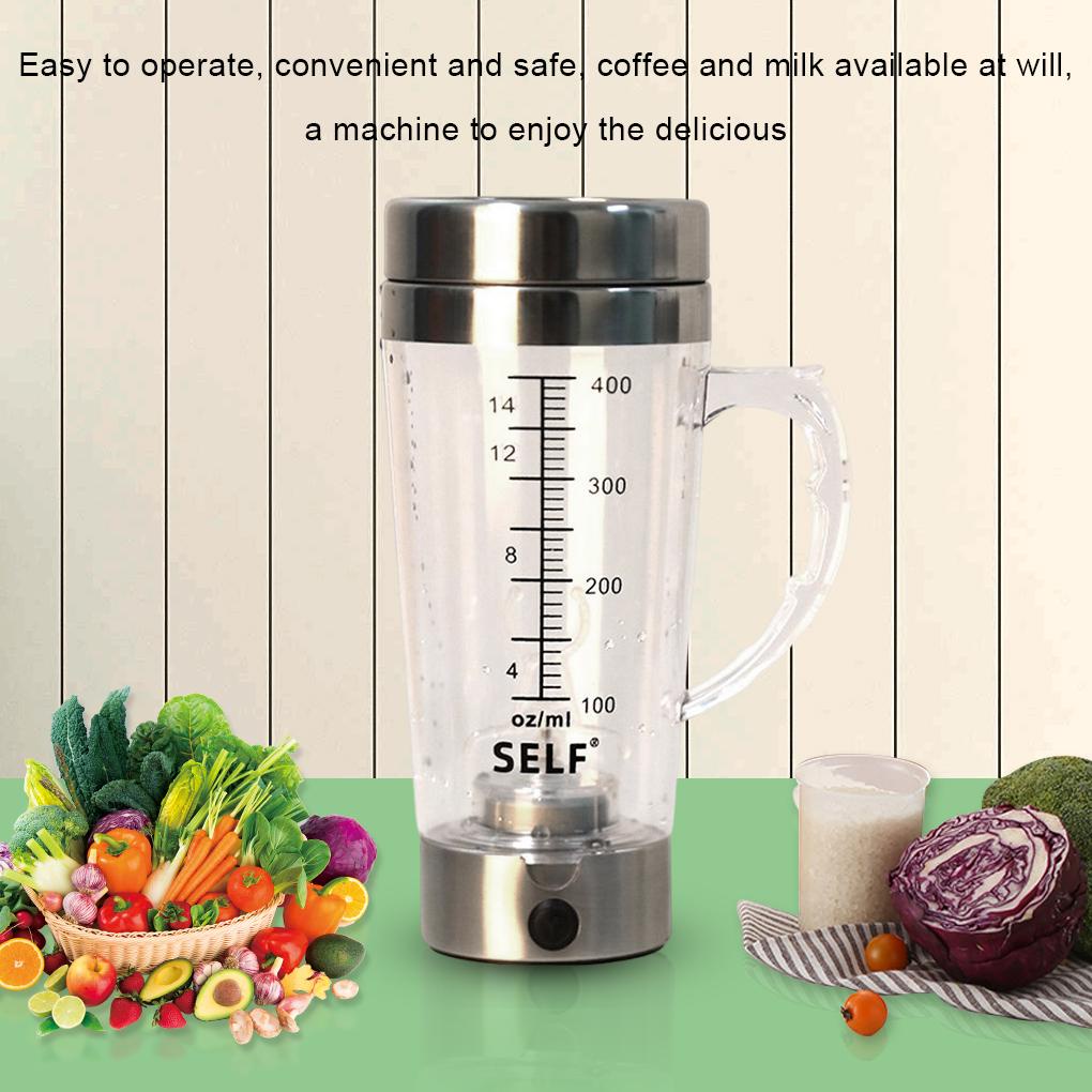 400ml Electric Automatic Shaker Grain Protein Powder Mixer Movement Dengan Skala Cangkir Kopi Botol Air Gadget Dapur