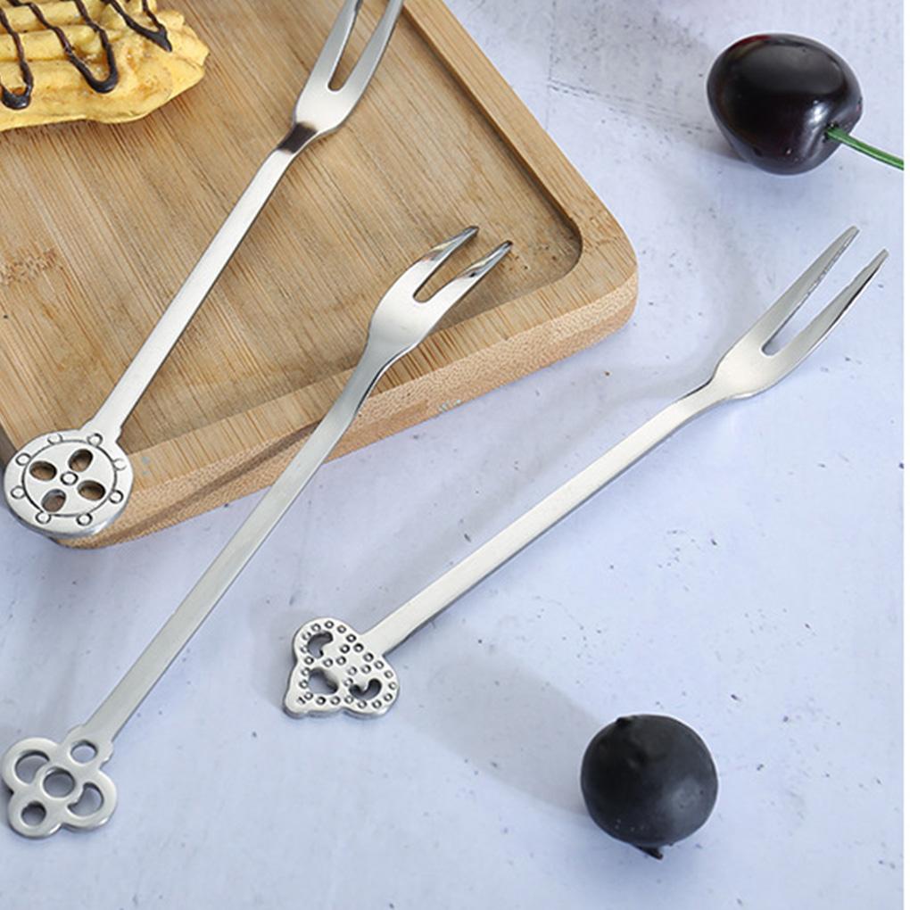 Garpu Buah Dessrt Salad Forks Peralatan Makan Dapur Rumah Stainless Steel Ulang Tahun BBQ Pesta Cafes Bar Tools Sendok Garpu