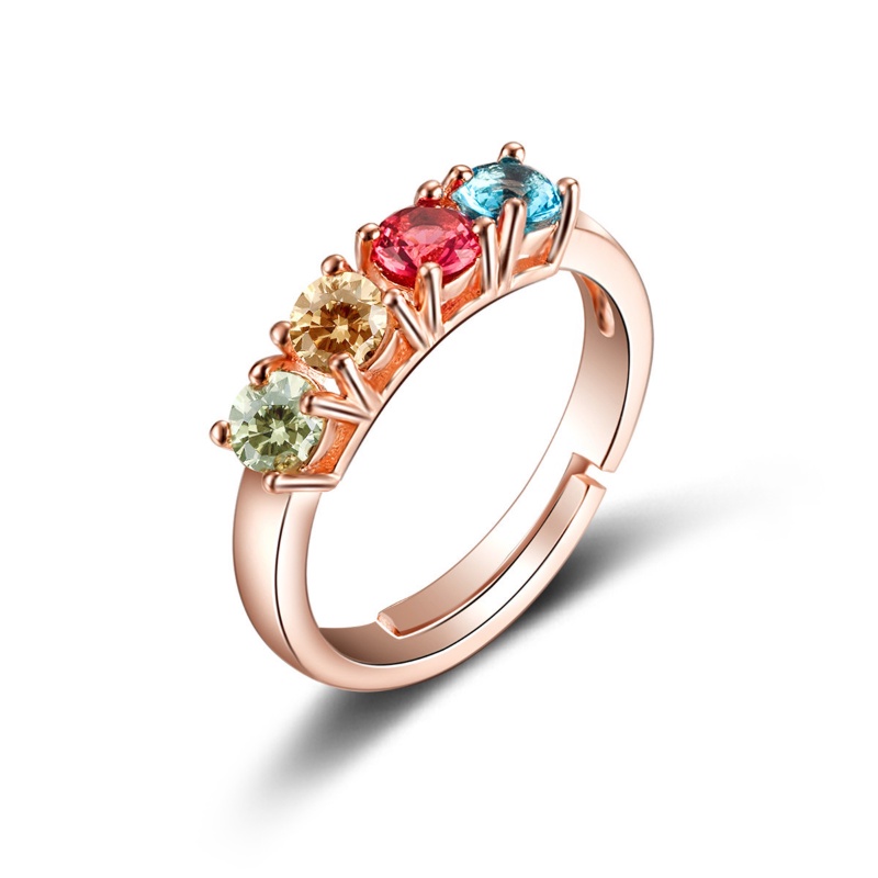 Goldkingdom Aksesoris Perhiasan Fashion Ready Stock Desain Kecil Cincin Permata Warna Wanita Berlapis Dengan Rose Gold