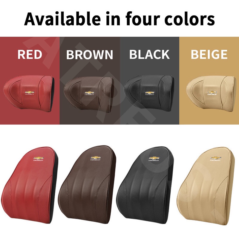 Chevrolet Car Leather Headrest Pillow Bantal Penyangga Punggung Memory Foam Lumbar Pillow Bantal Leher Untuk Spin Orlando Captiva Lova Zafira Trax Colorado Aveo Spark