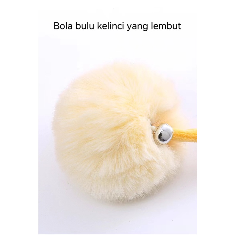Mainan Interaktif Penggoda Kucing Model Gantung  Bentuk Dengan Bel pet cat toy/Mainan Kucing Bola Bulu Tali Spring