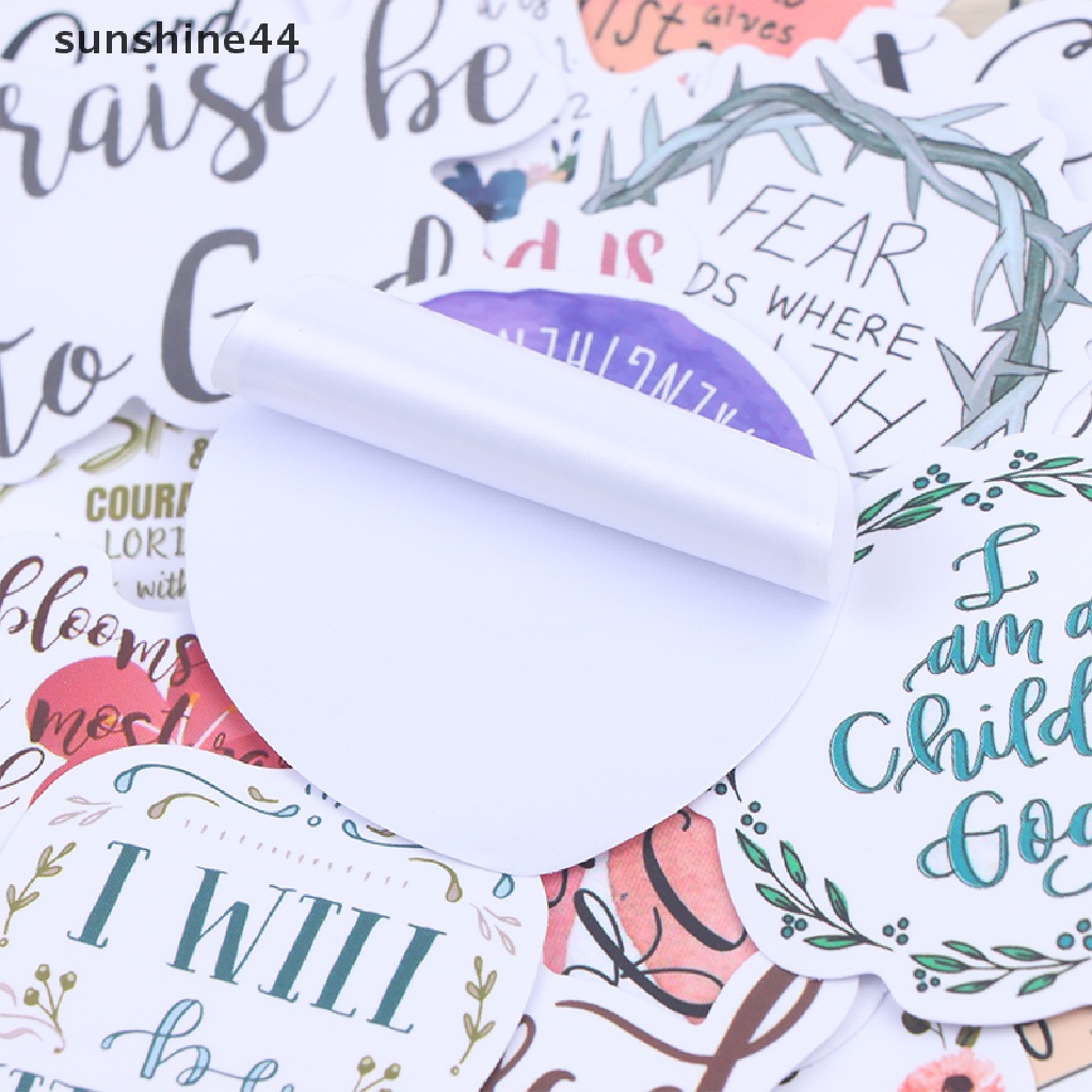 Sunshine 52pcs Ungkapan Yesus Kristen Kata Kata Agama Stiker Bible Sticker Decal ID