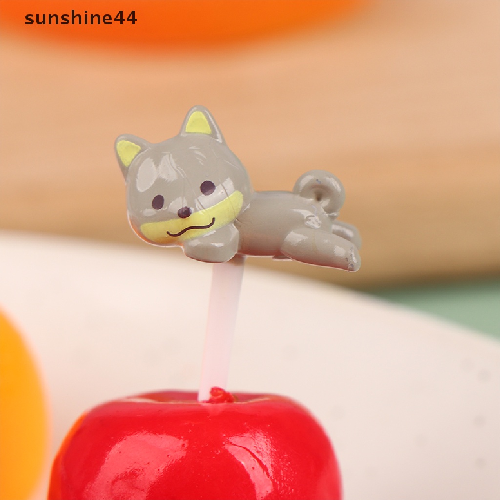 Sunshine 4/8Pcs Garpu Buah Kartun Hewan Snack Dessert Kue Animal Decor Pilihan Makanan ID