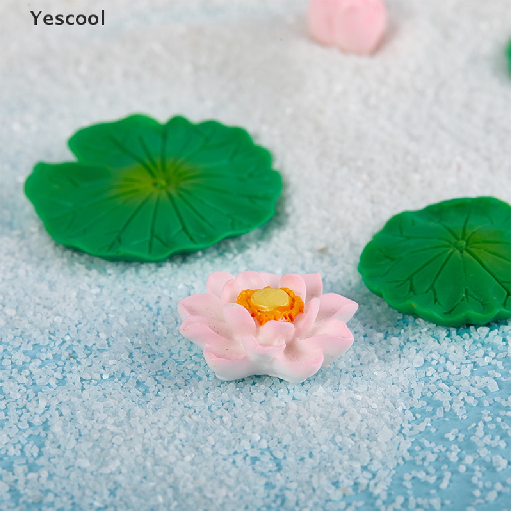 Yescool Hias Teratai Ikan Warna-Warni DIY Miniatur Ornamen Lanskap Mikro Mini ID