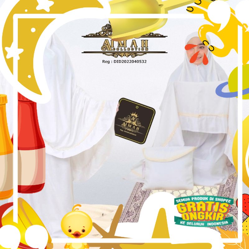 BISA CODMukena Putih Renda AISYAh Mukena Atas Bawah Putih Polos JUMBO Bahan Rayon | Mukena Setelan D