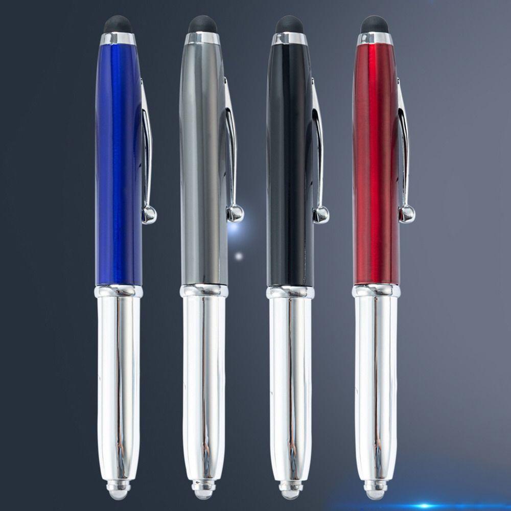 Nanas 3PCS Pulpen Multi Fungsi Alat Konstruksi Bahan Metal Dengan Lampu LED Bolpoin Bolpoin