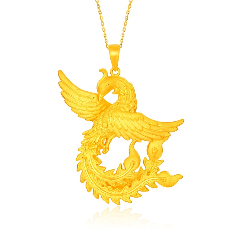 Goldkingdom Fashion Perhiasan Aksesoris Ready Stock Liontin Tebar Sayapnya Dan Terbang golden phoenix Kalung Luan Penari.