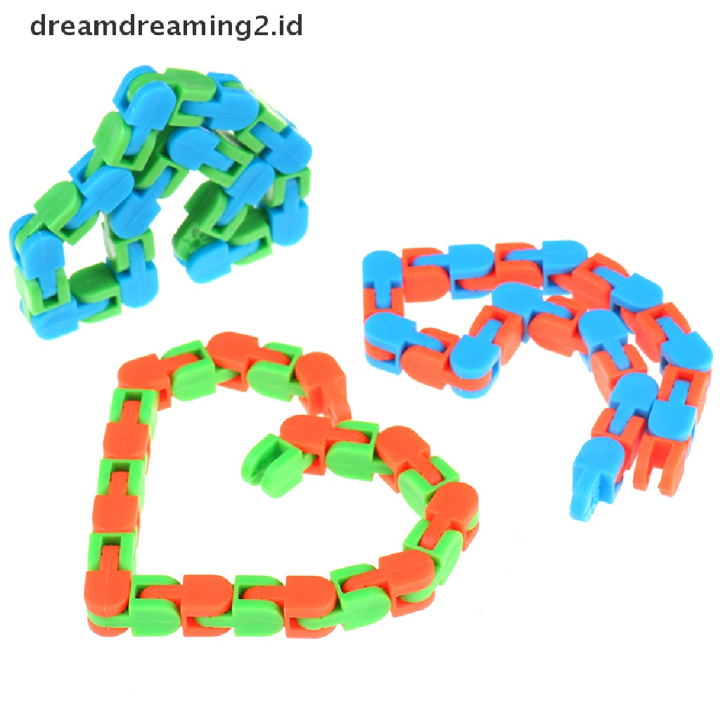 (hot) Wacky Tracks Snap and Click Mainan Anak Autism Snake Puzzles Classic Sensory Toy//