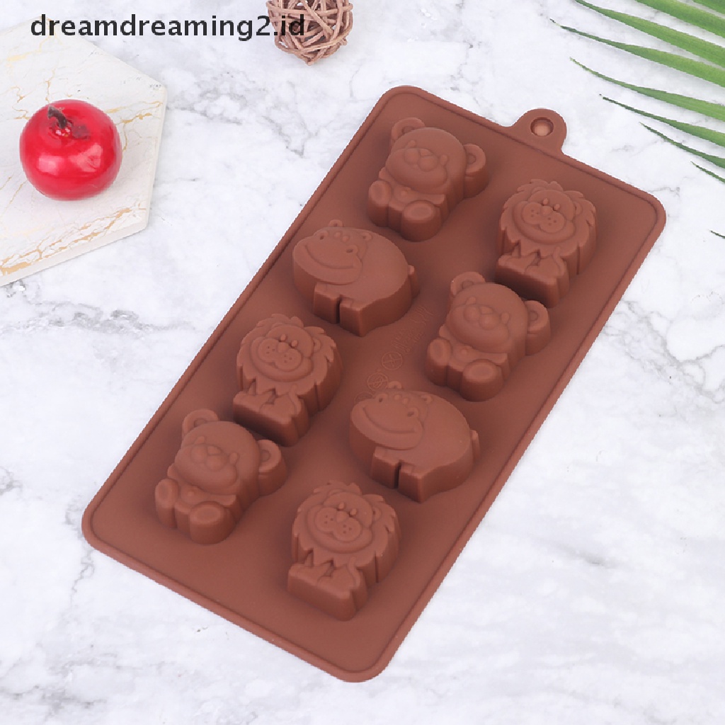 (hot) Cetakan Silikon Hewan Bentuk Hippo Lion Bear Coklat Sabun Kue Peralatan Dapur DIY//