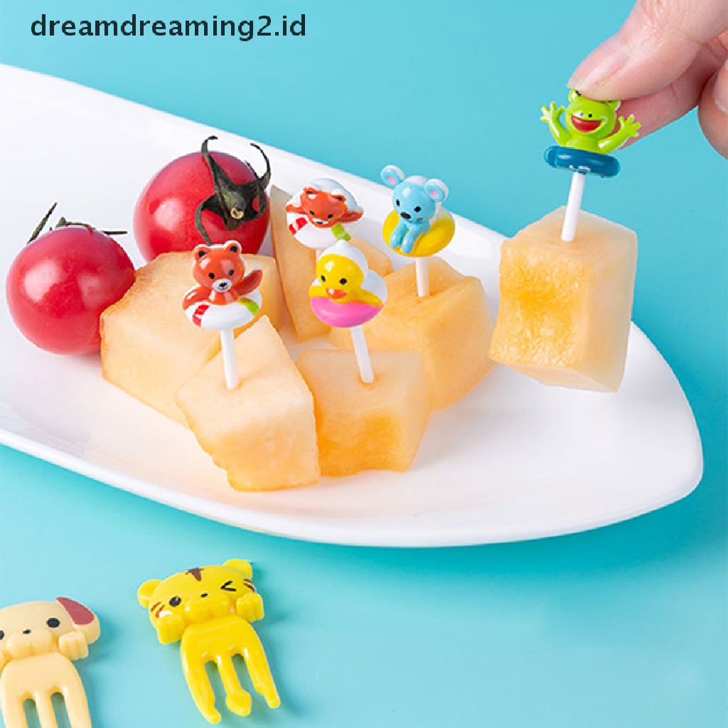 (hot) 6per8/10pcs Mini Kartun Food Pick Kid Food Garpu Buah Bento Box Decor Reusable//