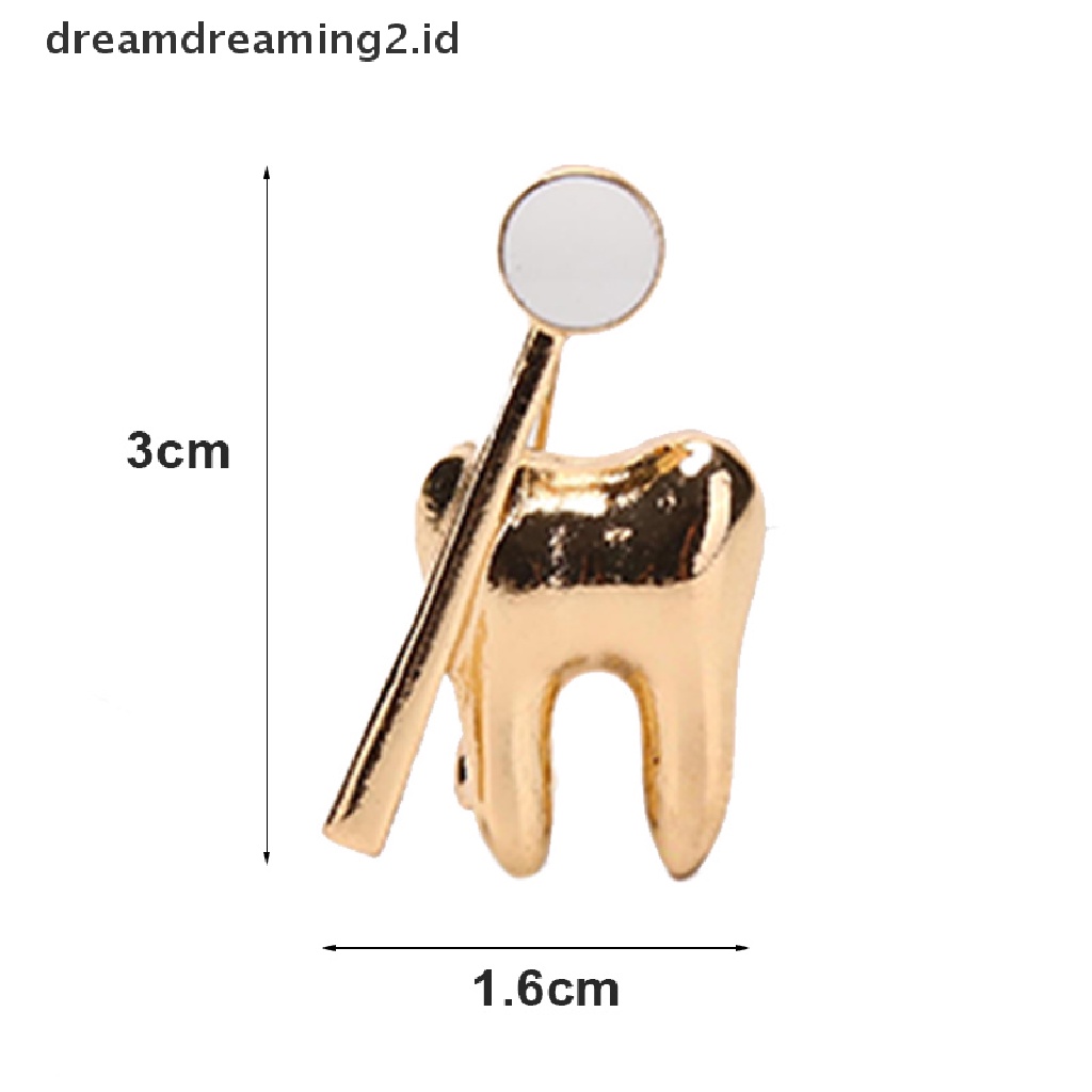 (hot) Klasik Mode Golden Tooth Bentuk Bros Pin Kerah Ransel Lencana Perhiasan Hadiah//