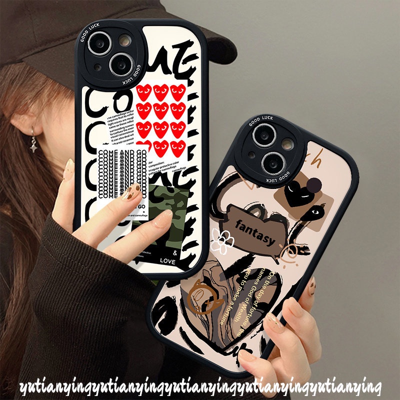 Fantasy Graffiti Love Heart Trendy Brand Comme des Garcons Phone Case For Infinix Hot 11 11s 9 10s Play 10T 10 Hot 10 Lite Infinix Smart 6 5 Note 8 Tpu Soft Back Cover