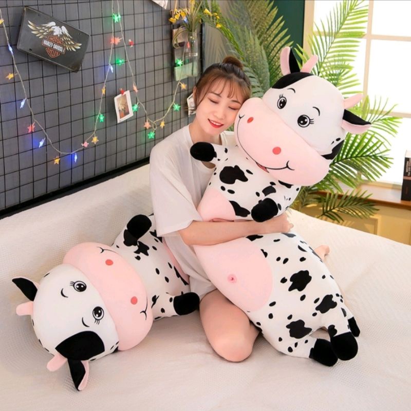 New Mainan anak Boneka Guling Sapi Jumbo Bahan Plush Import Guling Boneka Sapi Jumbo Lembut Halus Ko