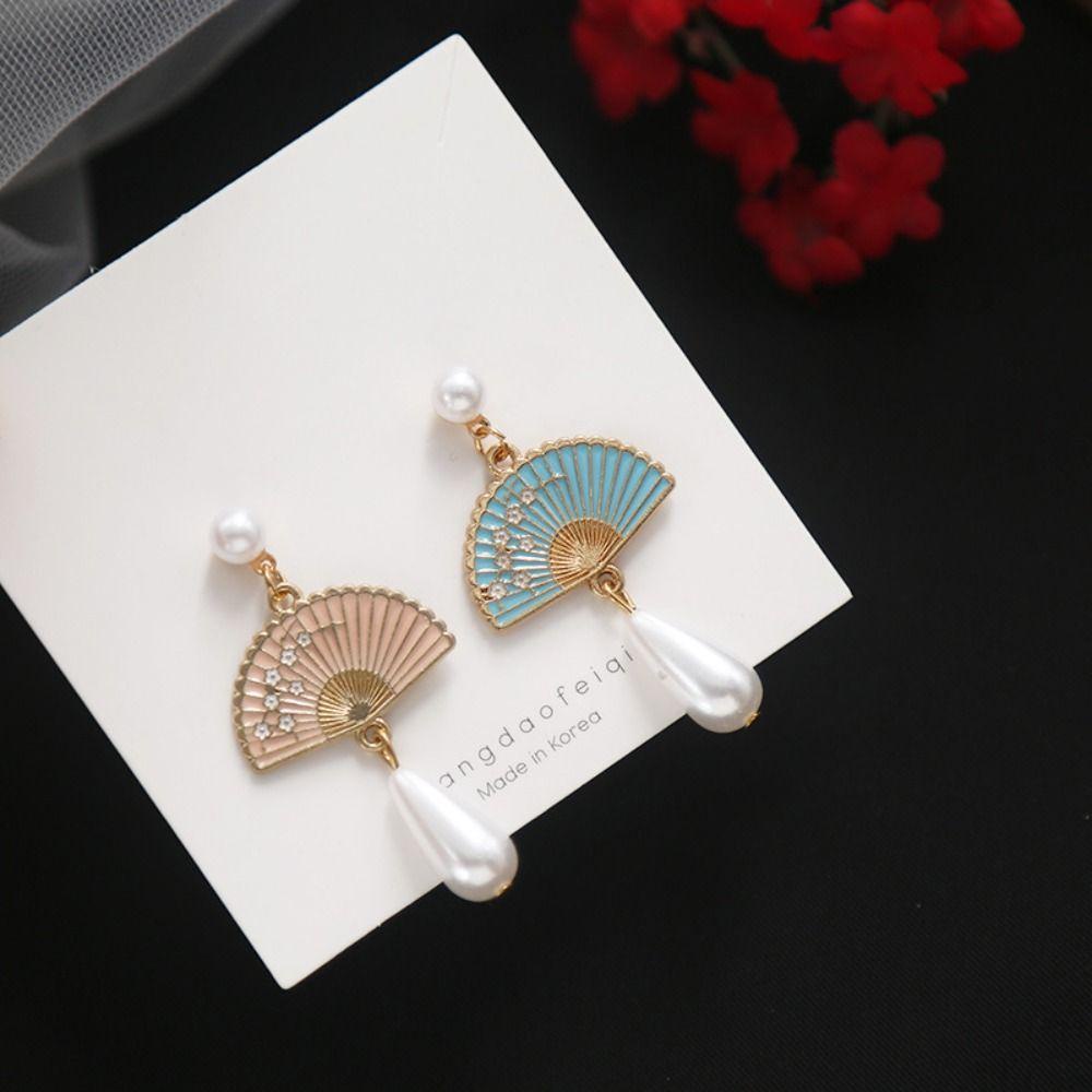 Needway Anting Gaya Cina Geometri Retro Kipas Rumbai Unik Klasik Perempuan Menjuntai Earrings