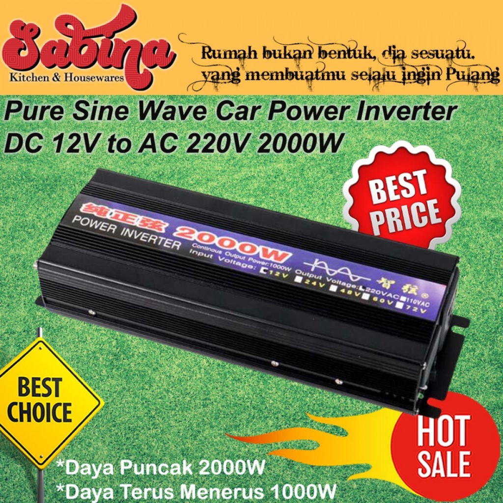 Power Inverter Mobil Pengubah Arus Listrik DC 12V to AC 220V 2000W