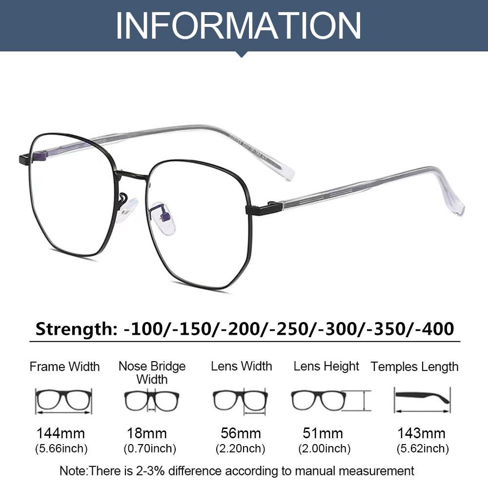 R-flower Myopia Glasses Flexible Portable Ultra Light Metal Square Blue Light Blocking