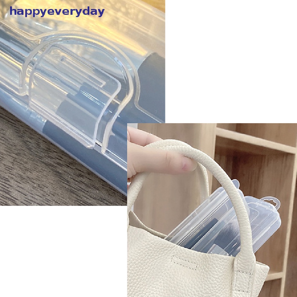 [happy] 1pc Kotak Penyimpanan Transparan Plastik Persegi Panjang Kuku Berlian Imitasi Brush Case [ID]